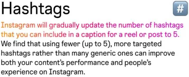 Instagram limite hashtag