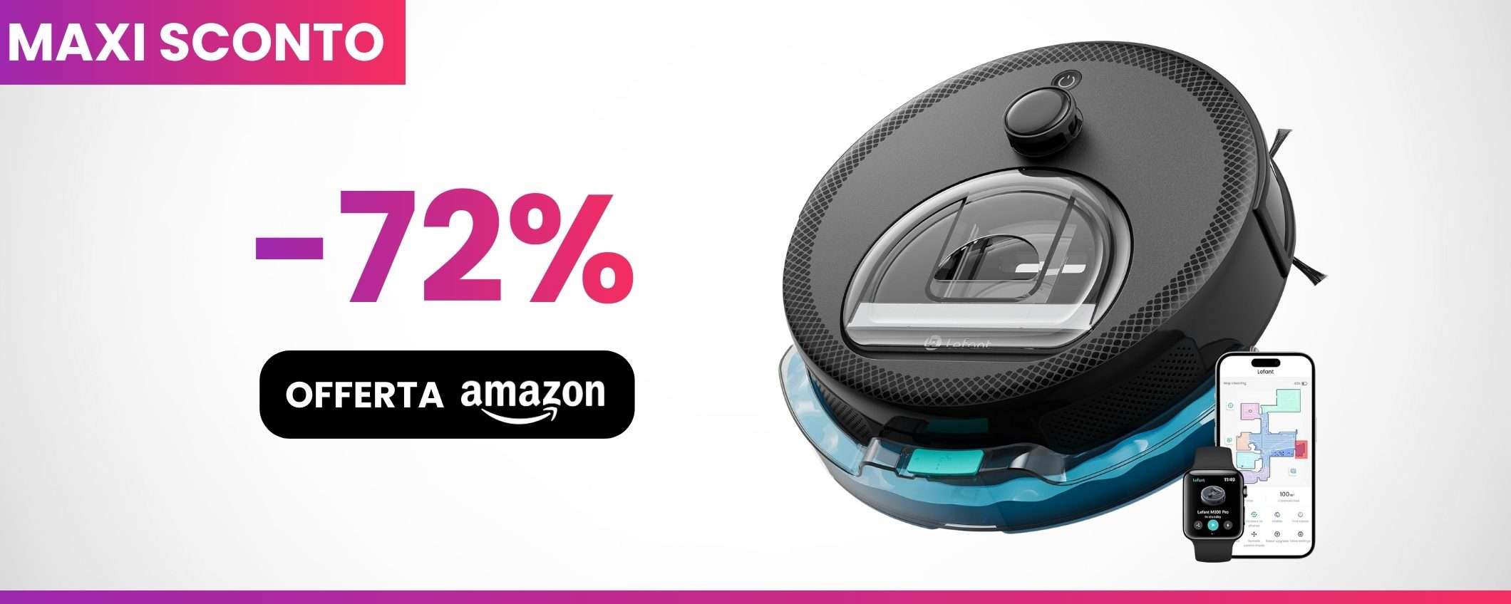 Robot aspirapolvere con mappatura intelligente: sconto FOLLE del 72% su Amazon