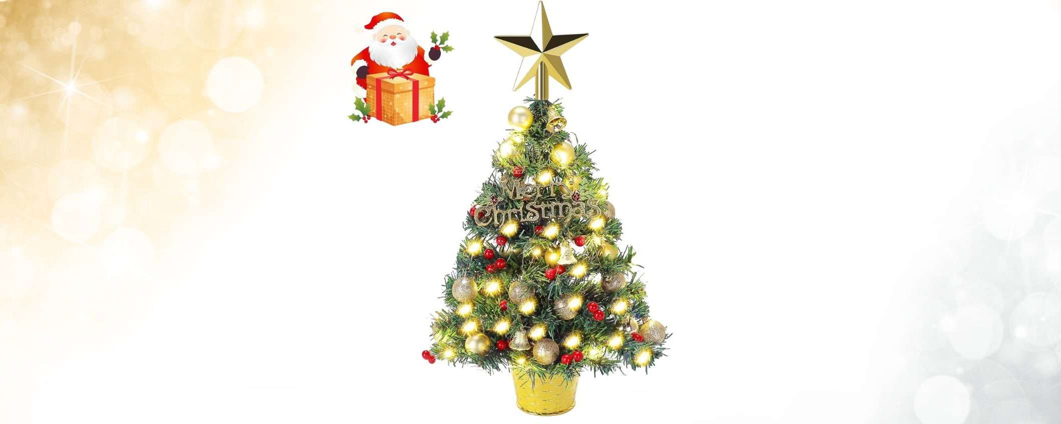 Mini Albero di Natale (55cm) con LED e decorazioni incluse a meno di 20€