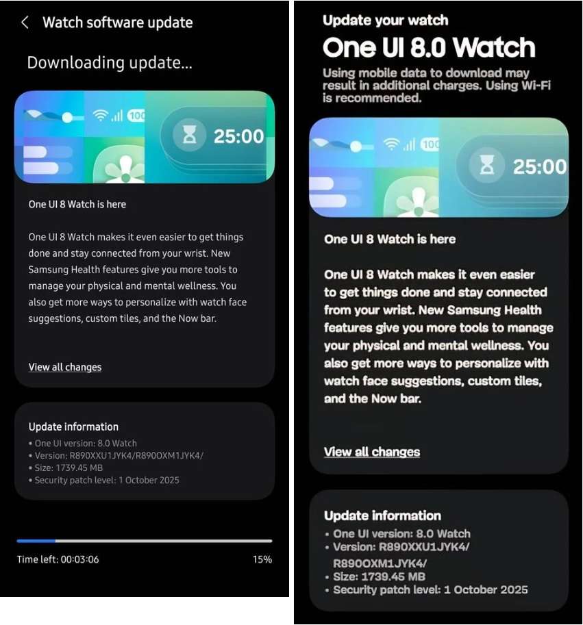 Samsung Galaxy Watch 4 aggiornamento globale One UI 8