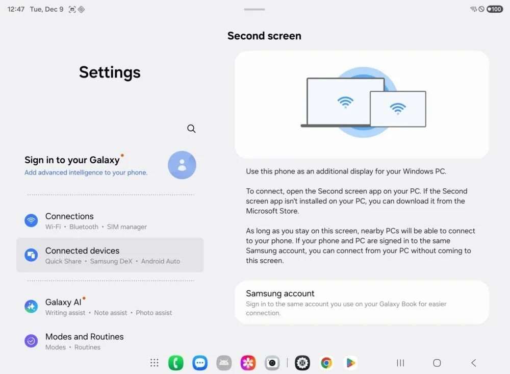 Samsung Galaxy Z TriFold monitor PC Samsung Galaxy Z TriFold monitor PC