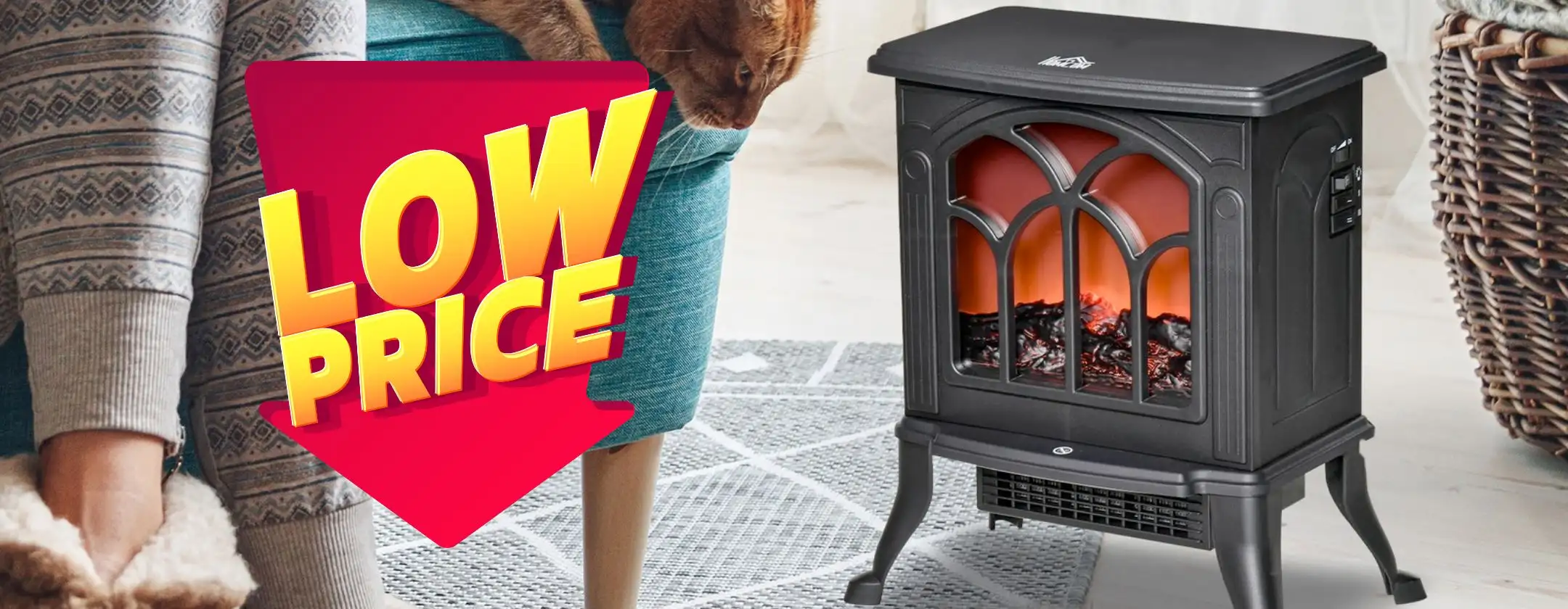 Come un CAMINO, ma senza fumo: stufa elettrica a basso consumo a prezzo 46€