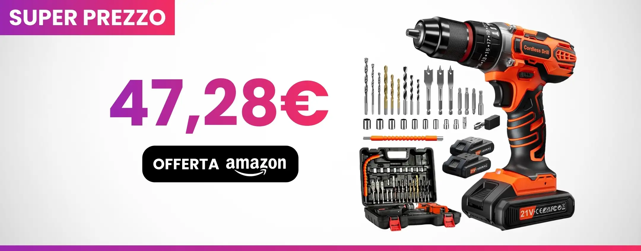 Trapano avvitatore in doppio sconto: buca anche i muri e costa meno di 50€