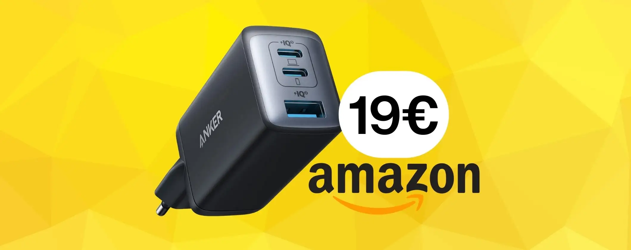 Caricatore USB Anker con potenza di 65W per ricaricare anche un laptop (19€)