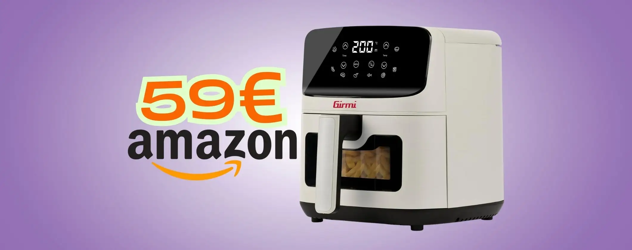 Friggitrice ad aria Girmi FG27 da 4,2 L, 8 programmi e display digitale a soli 59€