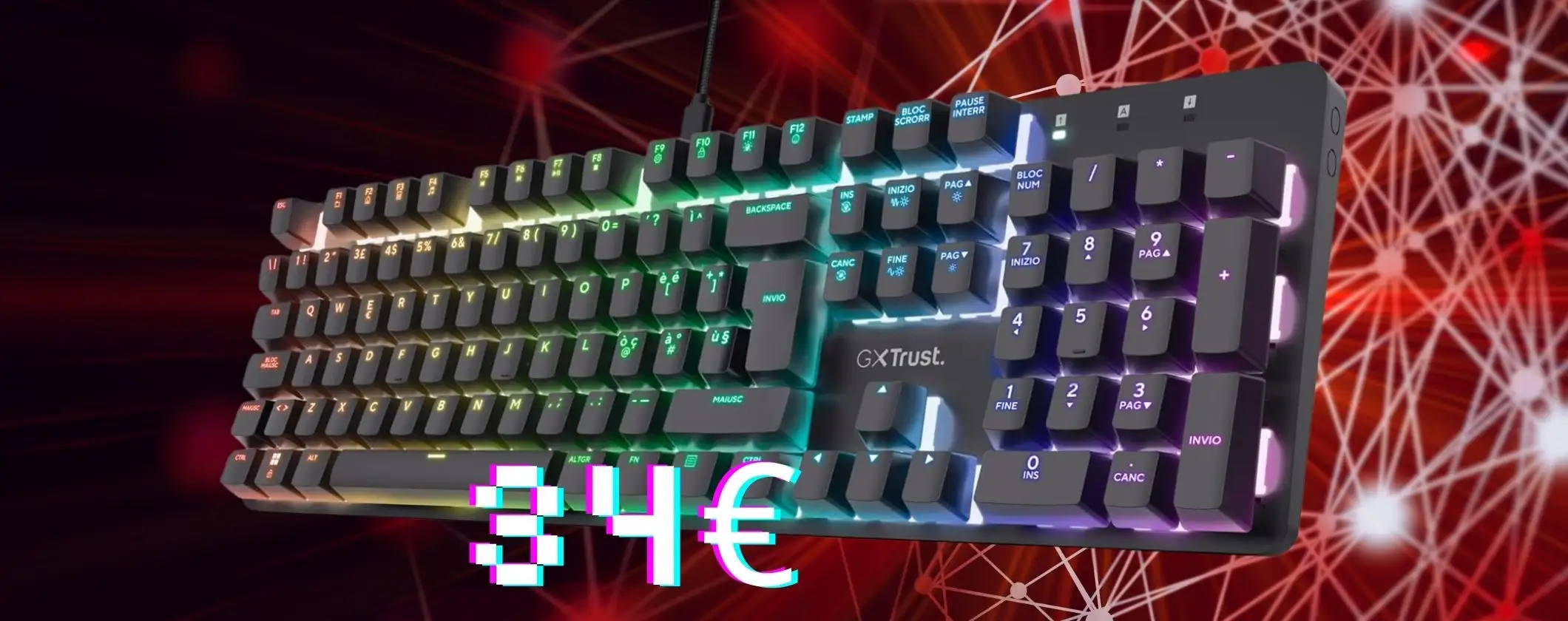 GXTrust 871 Zora: tastiera meccanica con illuminazione RGB in offerta a tempo a 34€