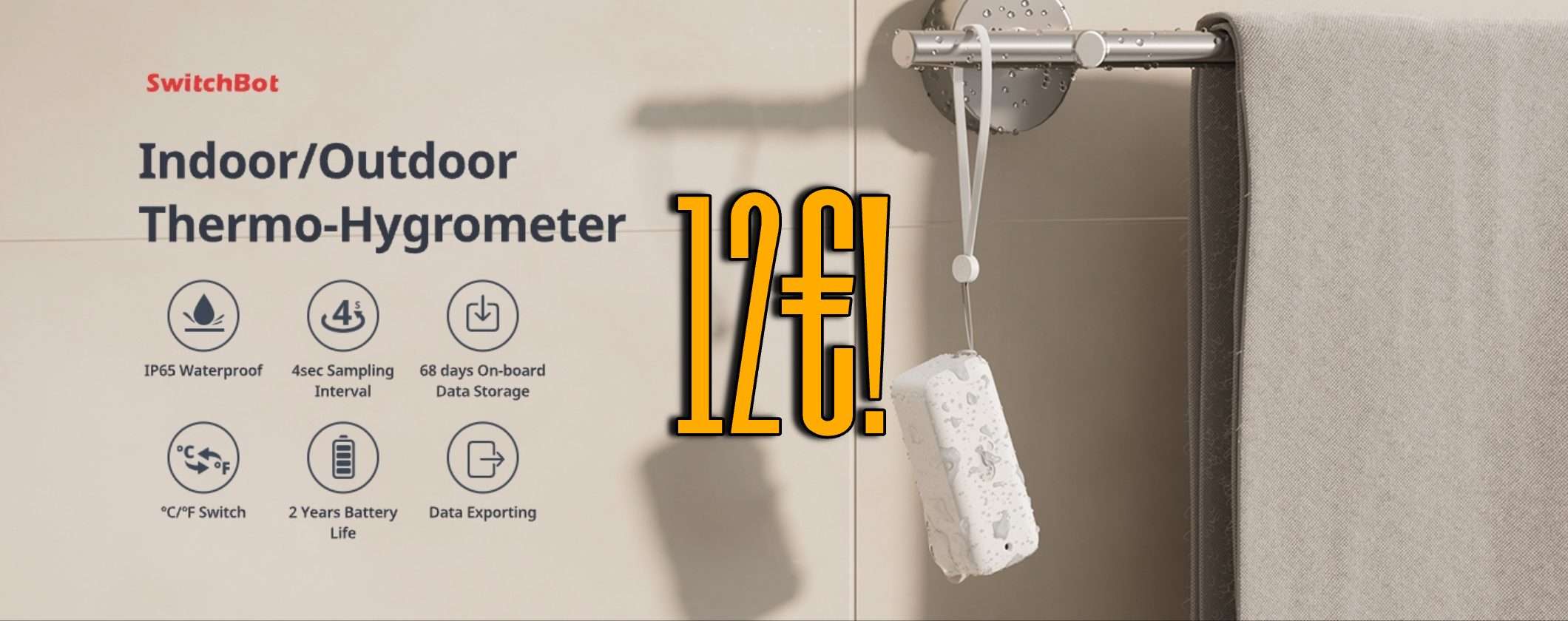 Igrometro Termometro SwitchBot per esterno a soli 12€ su Amazon