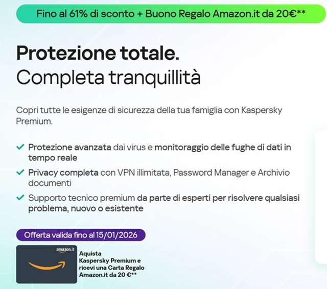 kaspersky offerta cyber monday