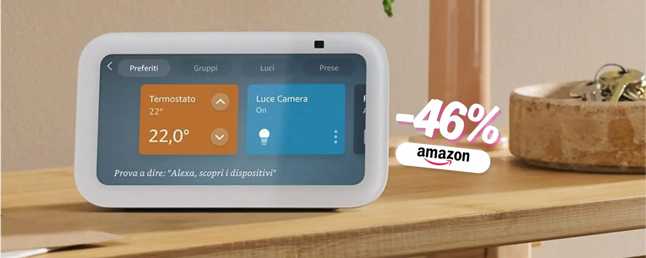 Echo Show 5 amplifica la potenza di Alexa: schermo intelligente (-46%)