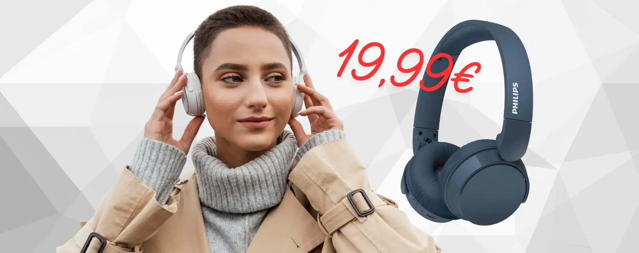 Philips: cuffie On-Ear wireless con 55 ore di autonomia a soli 19,99€