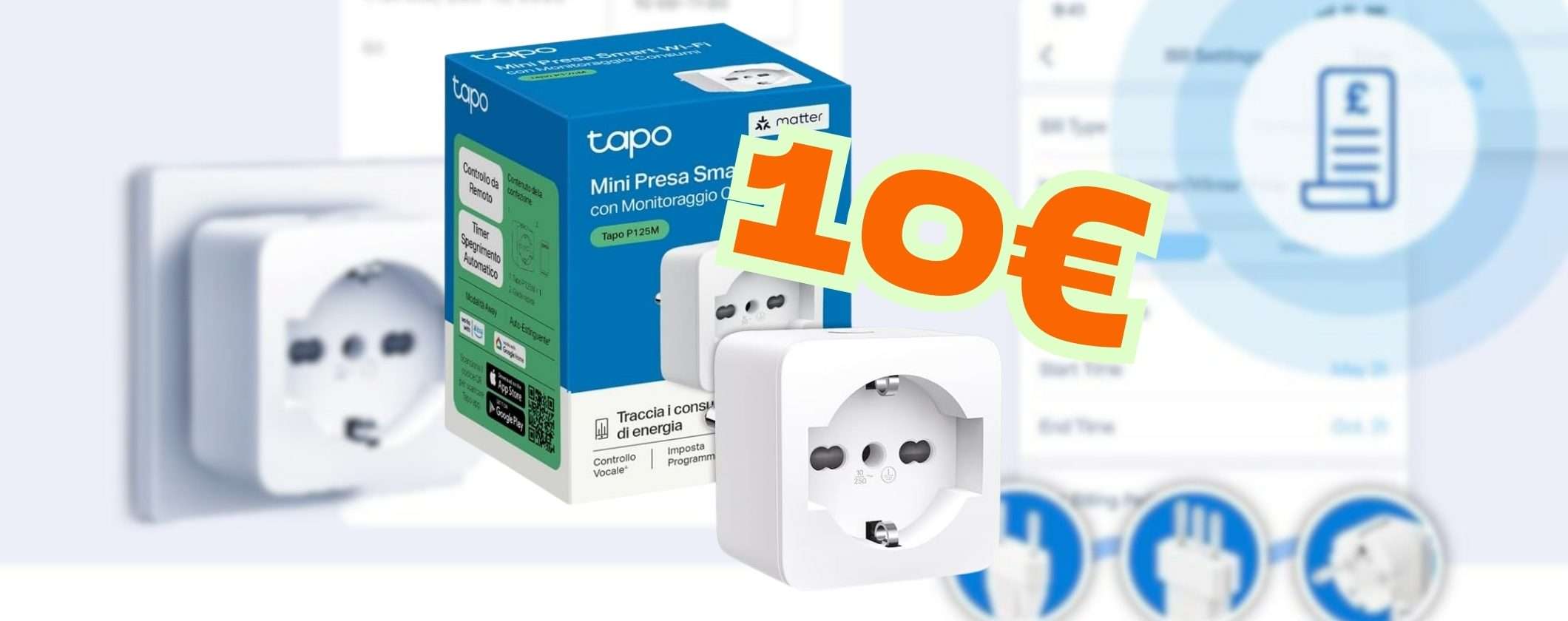 Presa smart Tapo P125M: comandi vocali, controllo remoto e timer, tutto a 10€