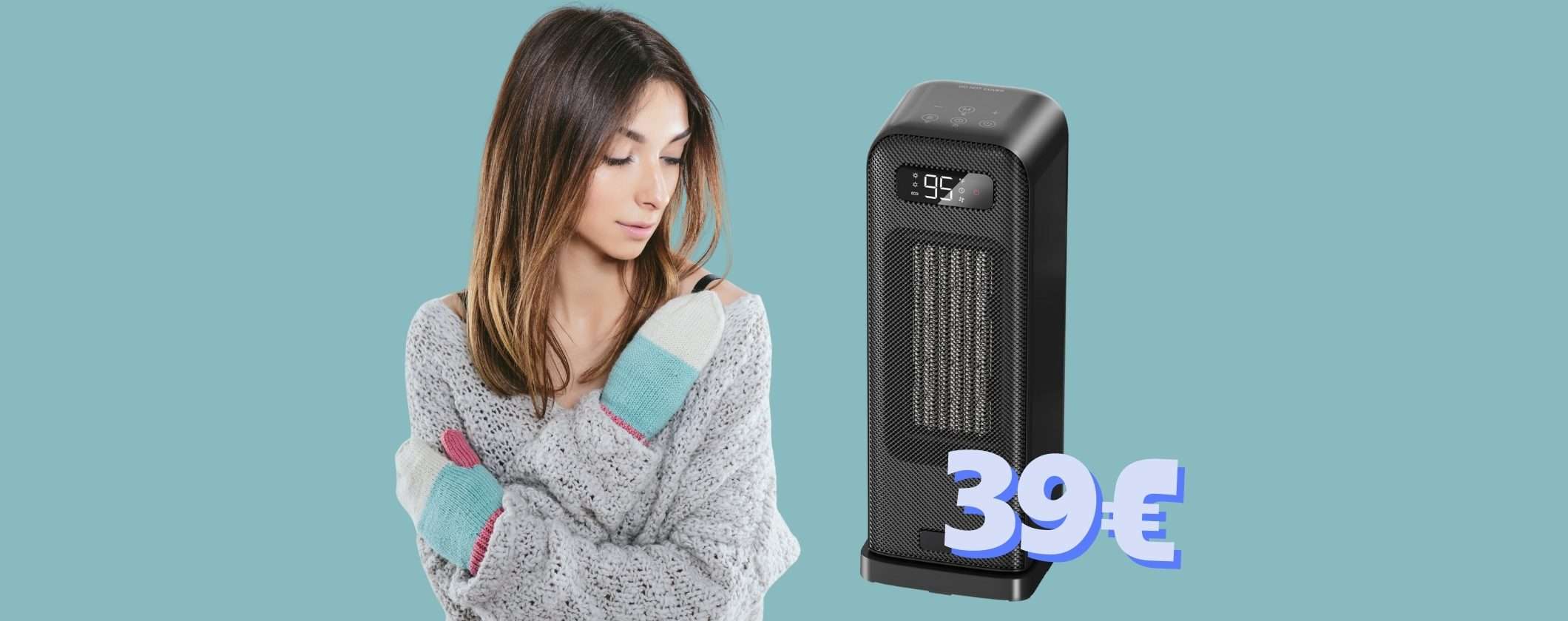 Stufetta elettrica a colonna con timer, 4 modalità e controllo WiFi tua a soli 39€
