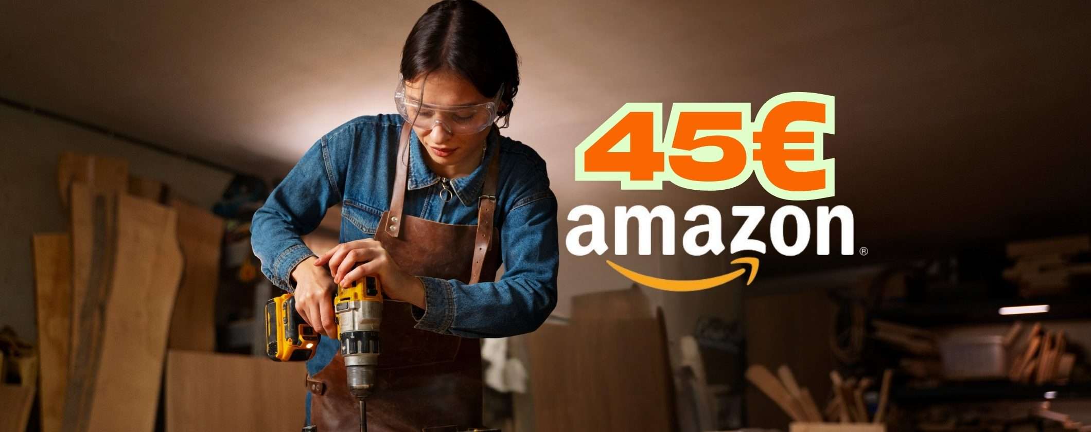 Trapano avvitatore con doppia batteria, accessori e valigetta oggi a soli 45€