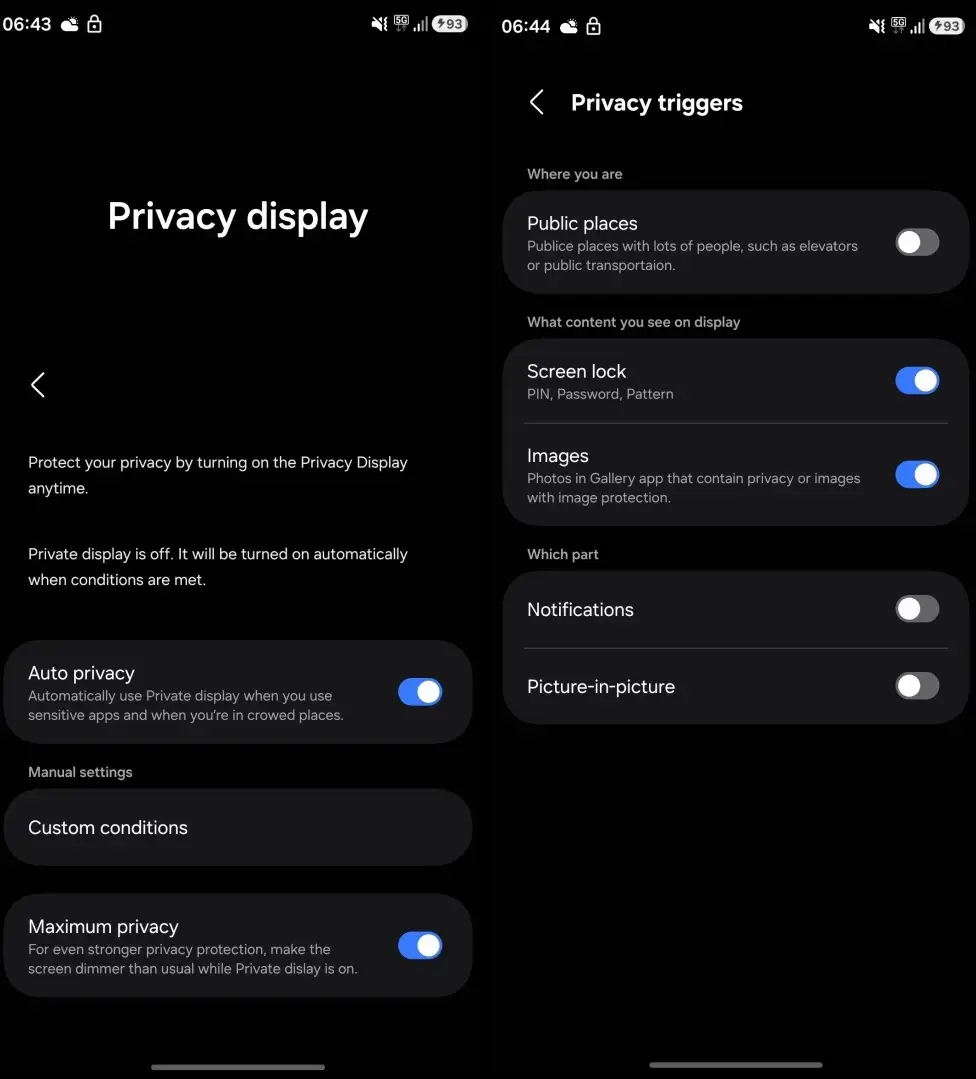 Samsung Galaxy S26 Ultra Privacy Display