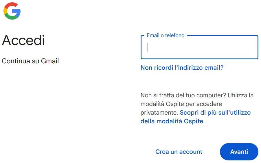 accedi a Gmail