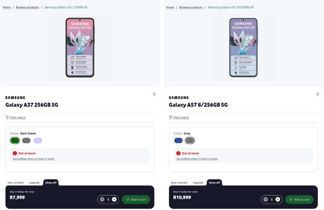 Samsung Galaxy A57 A37 prezzo Samsung Galaxy A57 A37 prezzo