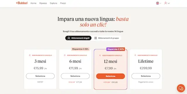 babbel prezzi