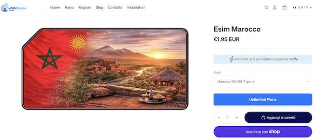 esim globe marocco piani 1,95 euro