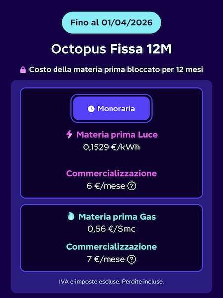 octopus fissa 12 mesi tariffe fino al 1° aprile