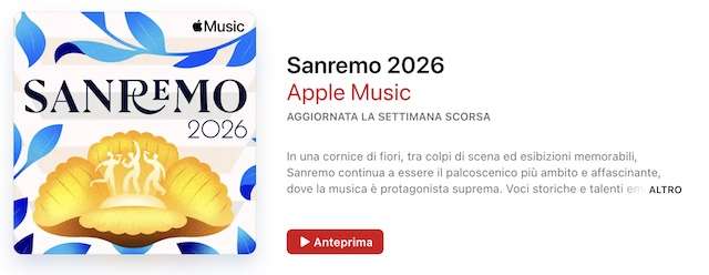 sanremo 2026 playlist apple music