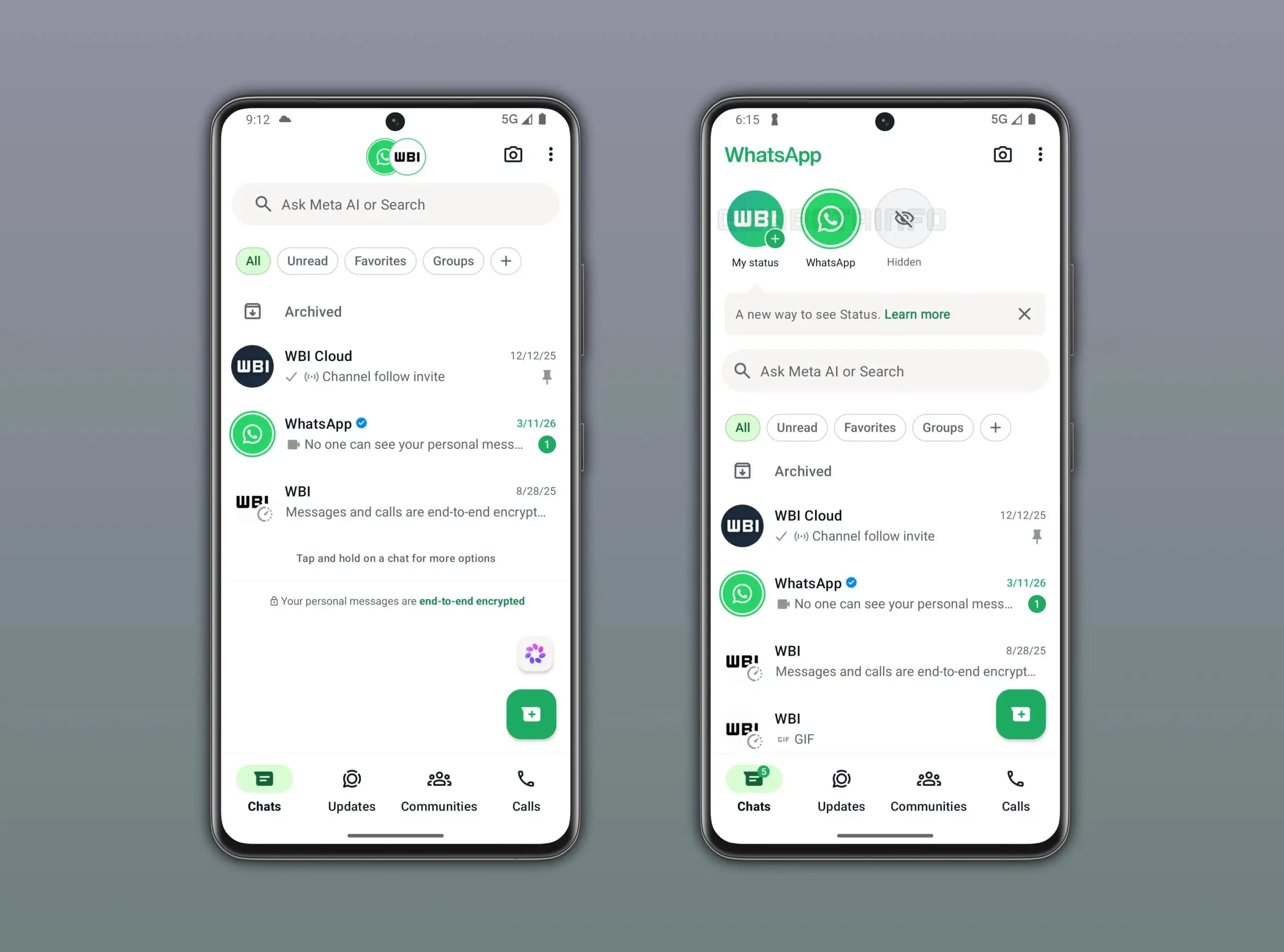 Aggiornamenti di stato WhatsApp