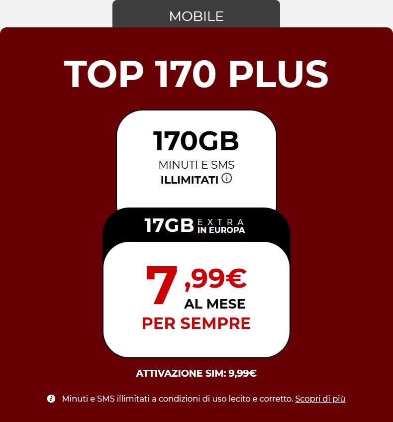 Offerta Iliad Top 170 Plus