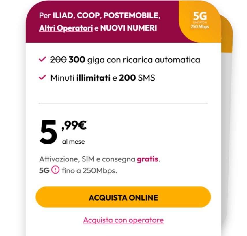 Offerta Kena 5,99 200GB Limited Edition 5G