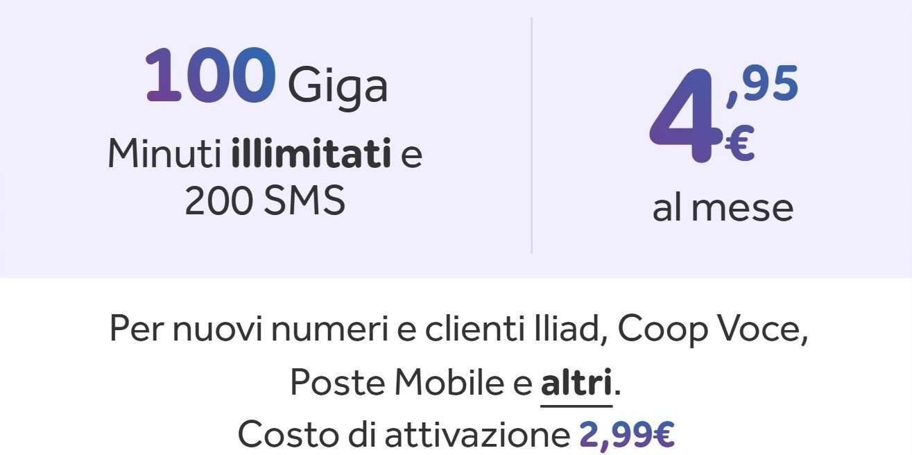 Offerta ho. Mobile 4,95 100GB