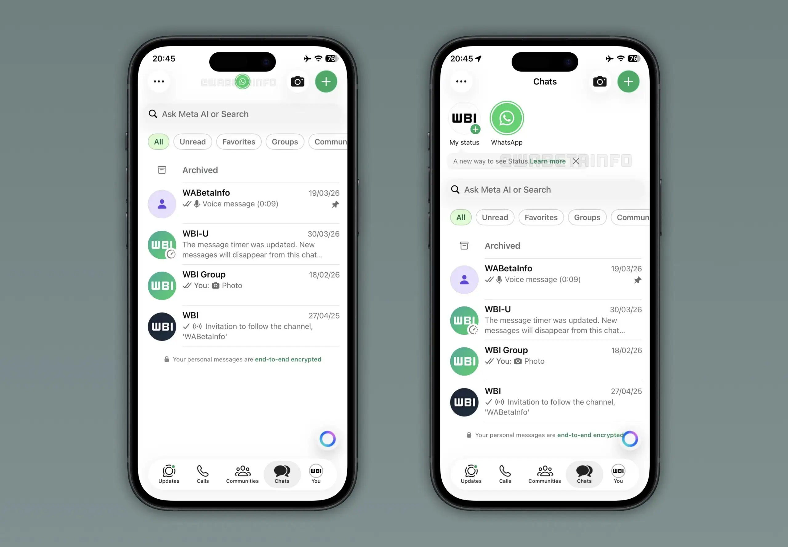 WhatsApp aggiornamenti di stato