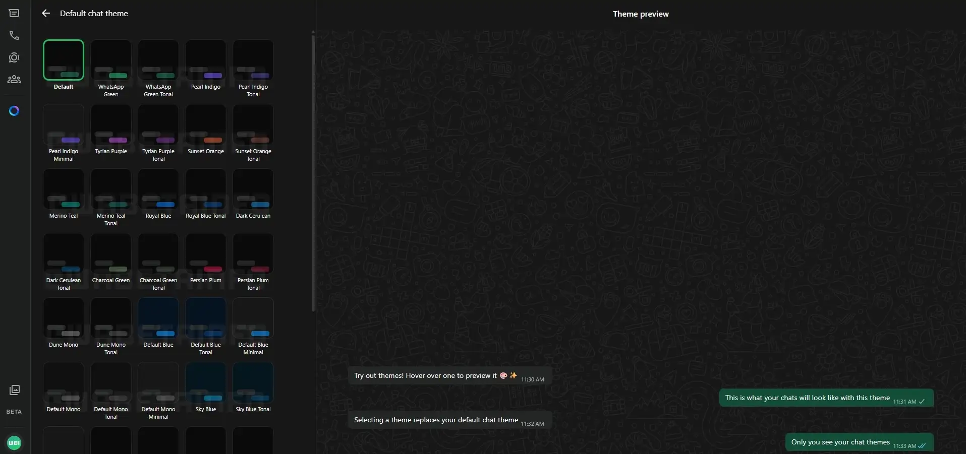 WhatsApp web nuovi temi