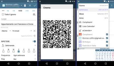 aCalendar: visualizzazione e modifica degli eventi.
