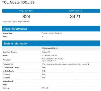 Alcatel Idol 5S su Geekbench