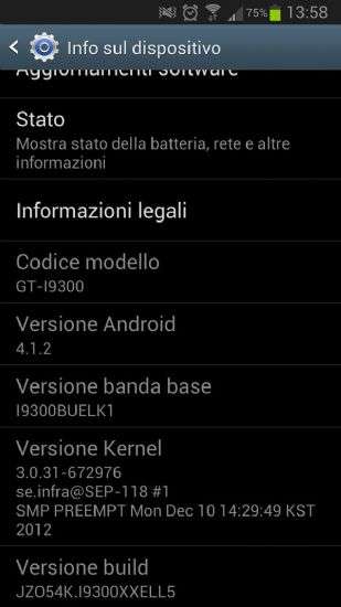 Android 4.1.2 Galaxy SIII