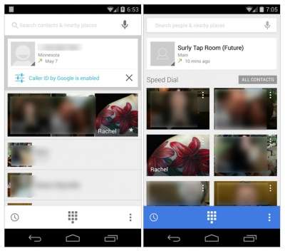 Android 4.4.3 KitKat: a sinistra il vecchio dialer, a destra la nuova versione