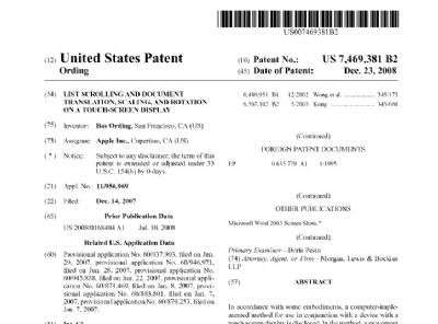 Estratto del brevetto di Apple offerto a Samsung