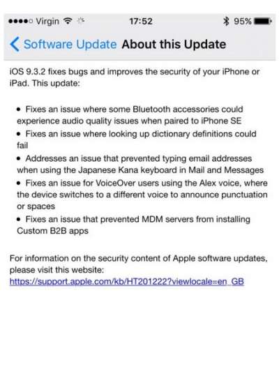 Apple iOS 9.3.2