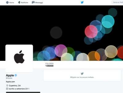 L'account di Apple su Twitter