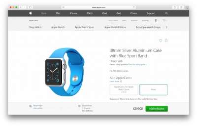  L'ordine dell'Apple Watch sul sito UK 