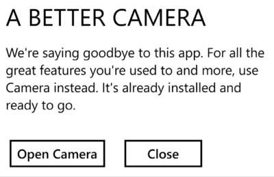 Avviso Lumia Camera
