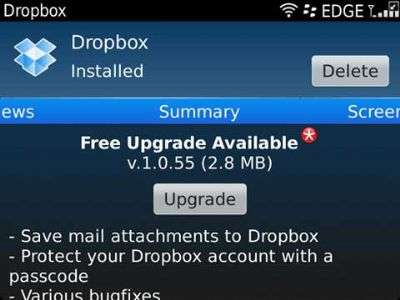 Dropbox per BlackBerry