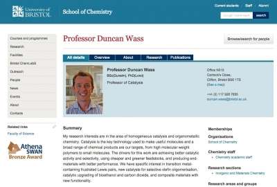 Il professor Duncan sul sito dell'Università di Bristol