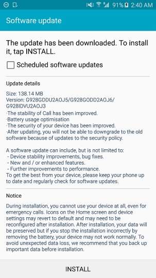Il changelog dell'aggiornamento