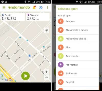 Endomondo (schermate)