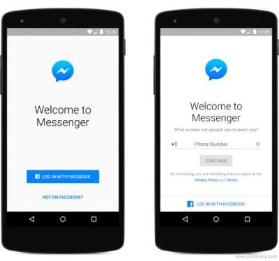 Facebook Messenger (schermate login)