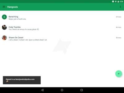 Screenshot Hangouts 4.0 per Tablet