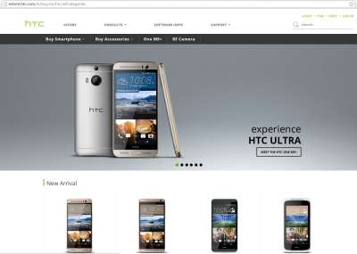 La Home Page del nuovo eStore HTC per il mercato indiano