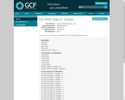 Certificazione GCF per il Mate S