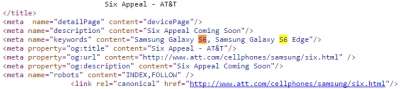 I nomi dei due device nella pagina sorgente di AT&T