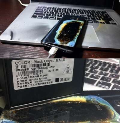 Il Galaxy Note 7 esploso