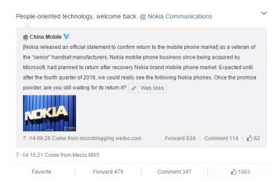 Il bentornato di Meizu a Nokia